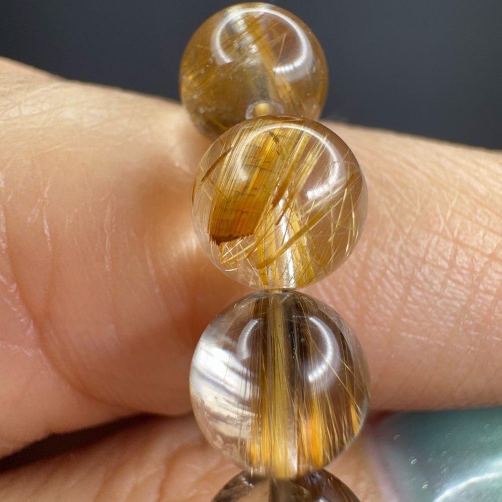 Golden Rutilated Quartz Beaded Bracelet - Picture 9 of 9